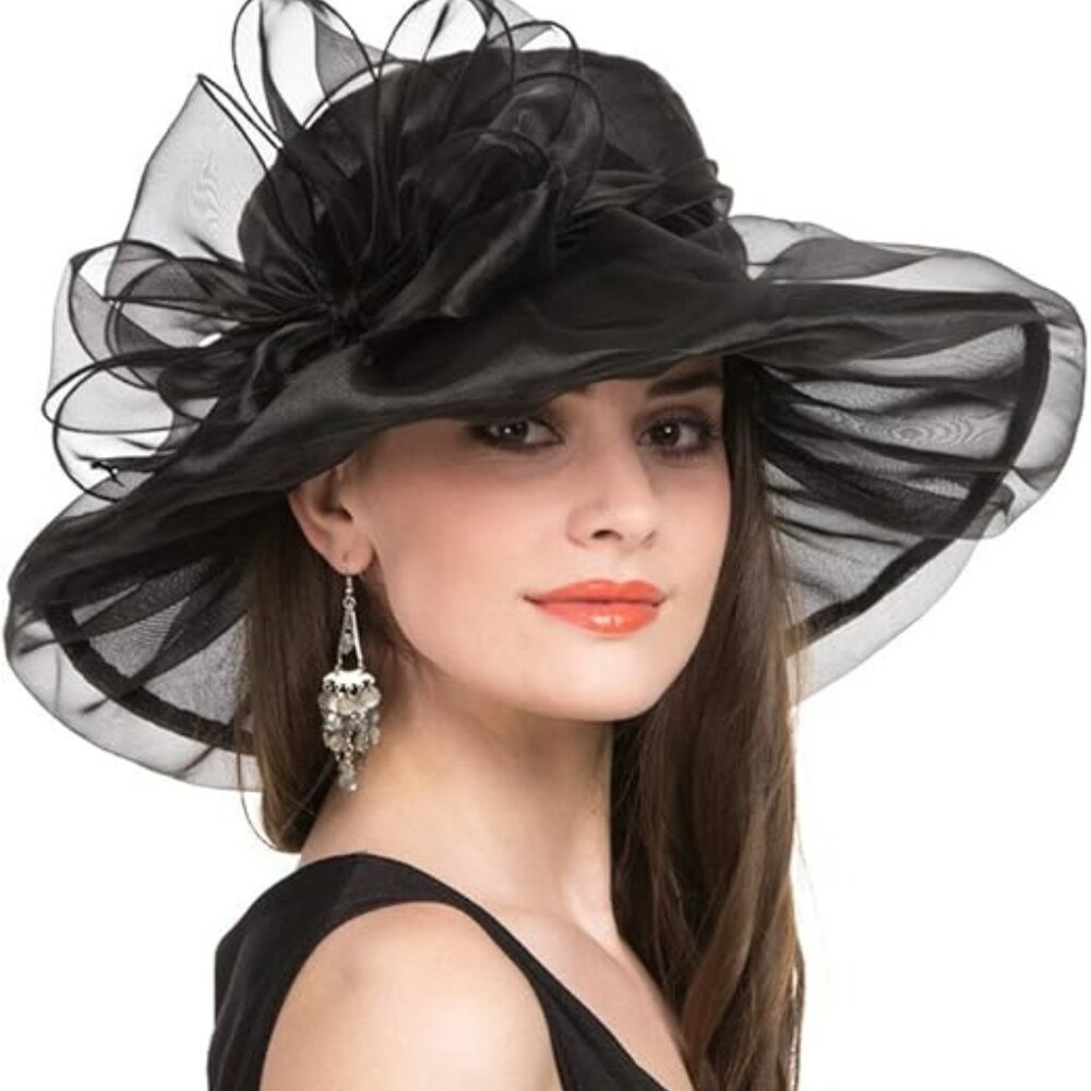 Women's Church Fancy Kentucky Derby Party Classy Hat Fashion Black